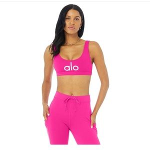Alo Yoga Ambient Logo Bra in Pink